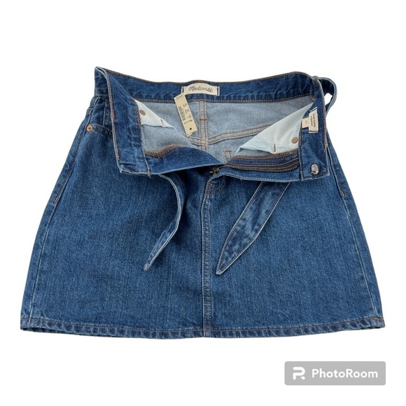 Madewell Rigid Haydel Wash Denim Straight Mini Skirt with Tie-Waist in Size 23 - Picture 9 of 10